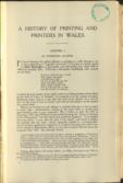 History of Printing and Printers in Wales to 1810, and of successive and related printers to 1923