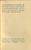 The Intimate Letters of Hester Piozzi and Penelope Pennant 1788-1821
