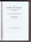 The Lovers of Teruel. A Drama in Four Acts in Prose and Verse (Gregynog)