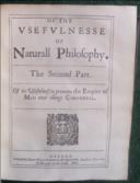 Some Considerations Touching the Usefulnesse Of Experimental Naturall Philosophy,