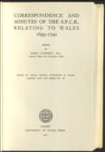 Correspondence and Minutes of the S.P.C.K. Relating to Wales 1699-1740