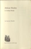 Aldous Huxley A Critical Study