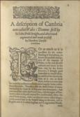The Historie of Cambria, now called Wales: A part of the most famous Yland of Brytaine...
