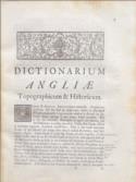 Dictionarium Angliæ Topographicum & Historicum. An alphabetical description of the chief places in England and Wales; With an account of the most memorable events which have distinguish