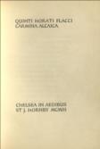 Quinti Horati Flacci Carmina Alcaica.     (Carmina Sapphica)